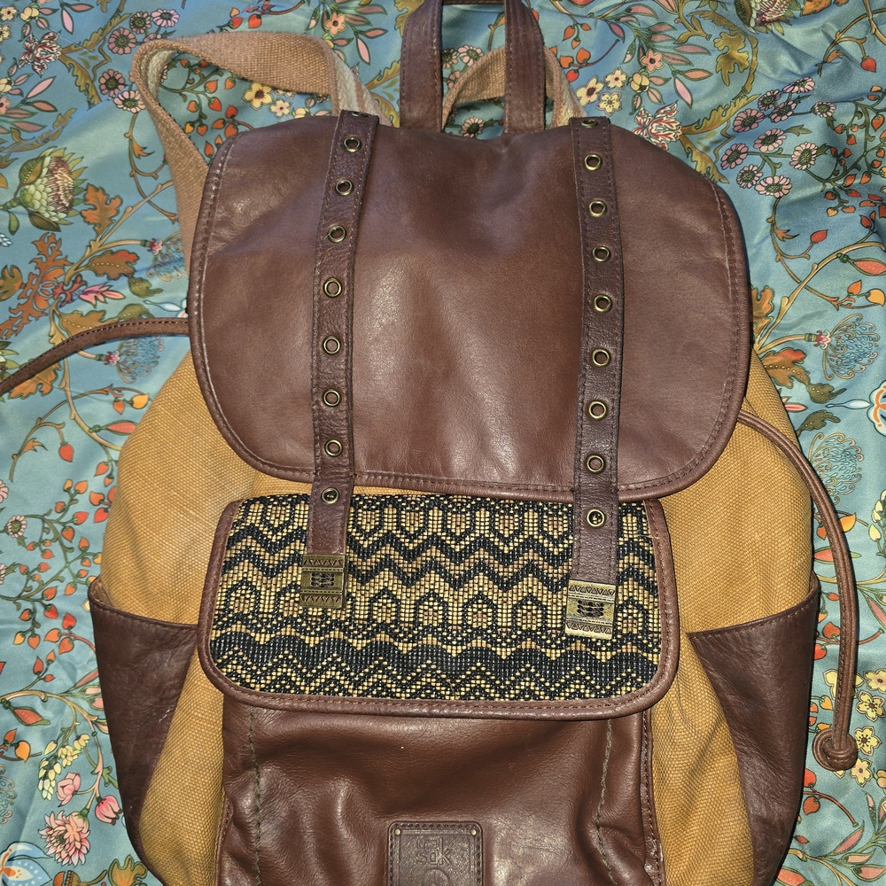 The Sak Brown and Tan Leather Backpack
